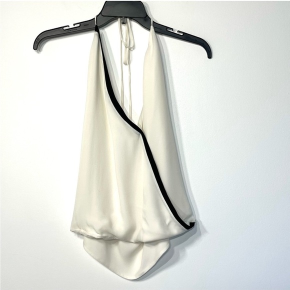 L'Agence REVOLVE Celeste Silk Bubble Halter, backless plunge v-neck large. White - Picture 2 of 7